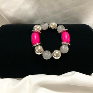 Pink & Clear Acrylic Stretch Bracelet